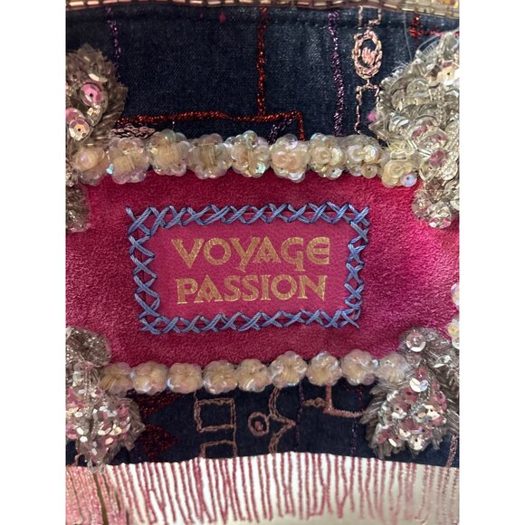 Handcrafted Voyage Passion Beaded Fringe Purse With Brown Handles NWT - Picture 2 of 8